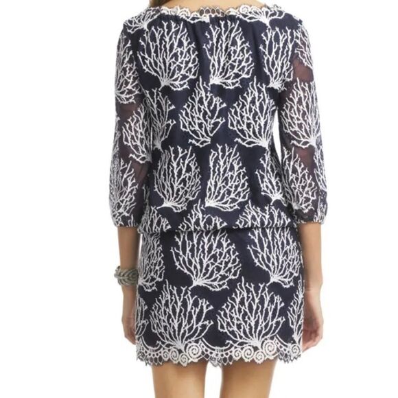 NWT Lily Pulitzer Seaside Coral Wendy Dress Notched Embroidered Lace Size 0 $198 - Picture 5 of 6
